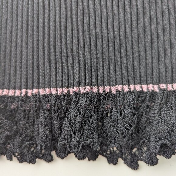 Black and Pink Ribbed Mini Skirt - Picture 5 of 5